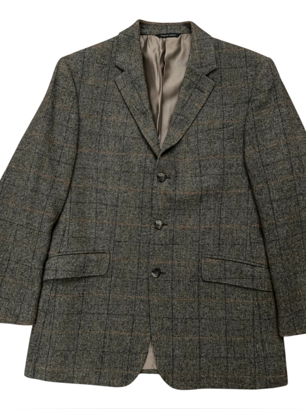 Banana Republic Blazer Jacket Mens 42R Wool Moon British Cloth Plaid Light Brown